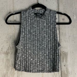 Grey Knit Mock Neck Top